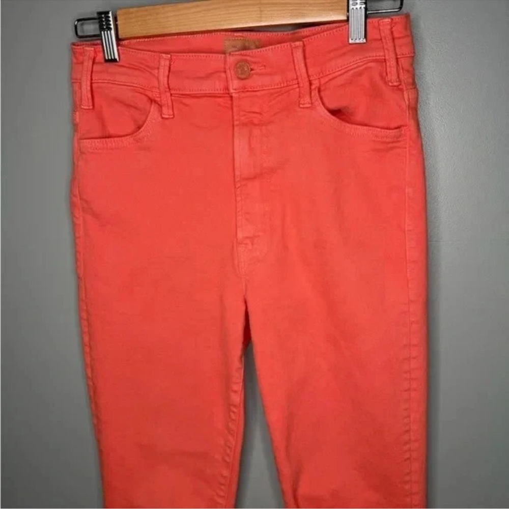 MOTHER The Hustler Ankle Fray Jeans Persimmon Coral Size 28 Cropped - Picture 3 of 12